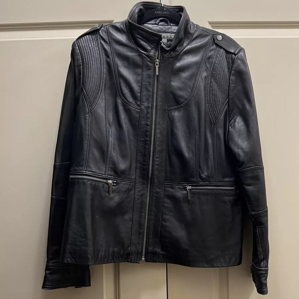 Kenneth Cole Reaction Black Leather Jacket